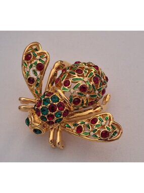 Joan Rivers Classics Collection Poinsettia Bee Brooch – Rare Holiday Vintage